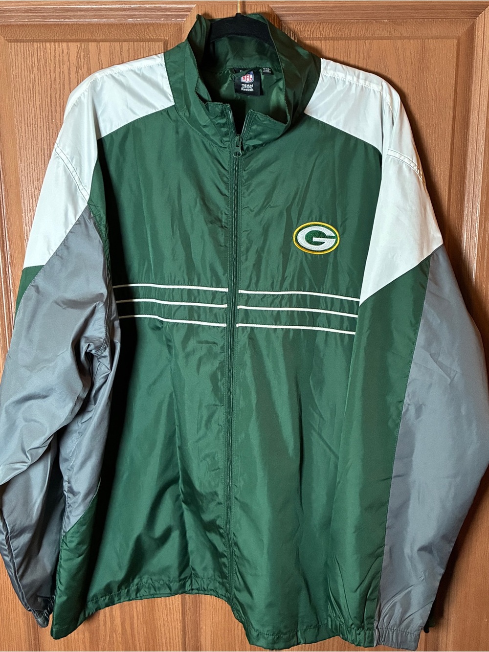 Green Bay Packers Windbreaker Jacket Mens 2XL NFL Reebok Full Zip Vintage